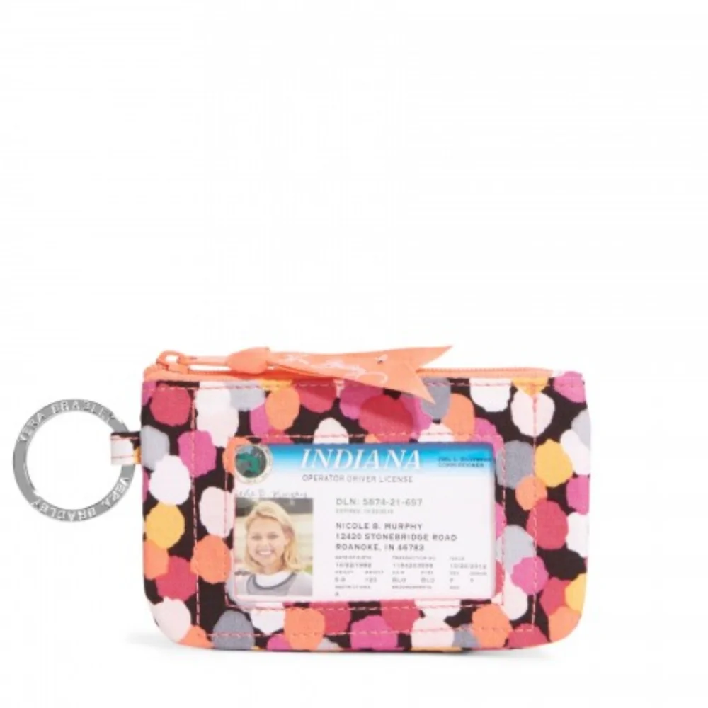 Vera Bradley Pink Confetti Zip ID Case
